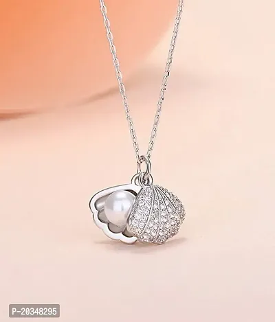 Airtick Silver Valentine's Day I Love You Romantic Engraved/Studded Crystal AD Diamond/Nug Stone Beads Pendant Locket Charm Necklace With Clavicle Chain For Girl's And Women's