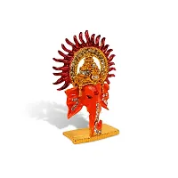 Airtick Lord Sun Ganesha | Ganpati | Vighanharta Face Idol (St-1217) Multicolor Metal God Stand Statue for Home/ Mandir/office Table Decor /Car Dashboard Murti Showpiece-thumb2