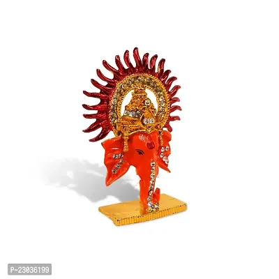 Airtick Lord Sun Ganesha | Ganpati | Vighanharta Face Idol (St-1217) Multicolor Metal God Stand Statue for Home/ Mandir/office Table Decor /Car Dashboard Murti Showpiece-thumb3