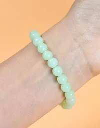 Airtick (Pack Of 2 Pcs Adjustable Size Light Green Color Plain 8mm Moti Pearl Bead Natural Feng-Shui Healing Crystal Gem Stone Wrist Band Elastic Bracelet For Men's  Women's-thumb3