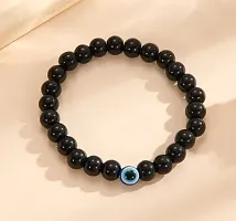 Airtick Black 8mm Moti Beads/Stone Evil Eye Nazar Suraksha Kavach Freindship Wrist Band Cuff Stretchable Elastic Bracelet-thumb1