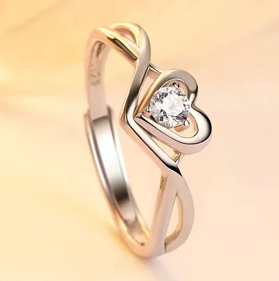Dazzling Stainless Steel Artificial Stone Ring For Women