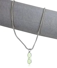 Airtick Light Green Color Unisex Natural Stone Healing Glass Life Of Wire Wrapped Teardrop Crystal Hexagonal Point Prism Radium Glow In the Dark Pencil Shape Locket Pendant Necklace With Box Chain-thumb1