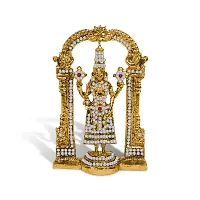 Airtick Lord Tirupati Balaji/venkateswara/vyankatesh White Stone Darbar Idol (St-1309) Golden Antique Metal God Stand for Home Decor/car Dashboard/mandir Pooja Murti/temple Puja/office Table Showpiece-thumb4