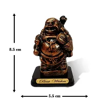 Airtick Antique Lamma (2227) Polyresin Unbreakable Wooden Look Laughing Buddha with Potli Fengshui Home and Office Decor Showpiece-thumb2