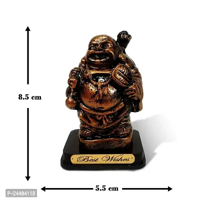 Airtick Antique Lamma (2227) Polyresin Unbreakable Wooden Look Laughing Buddha with Potli Fengshui Home and Office Decor Showpiece-thumb3