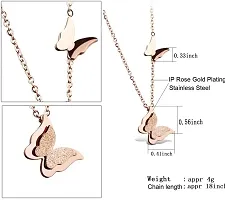 Airtick Stainless Steel Rose Gold Color Valentine's Day Special I Love You Romantic Beautiful Dual Butter fly Choker Locket Pendant Necklace With Chain For Girl's And Women's-thumb1