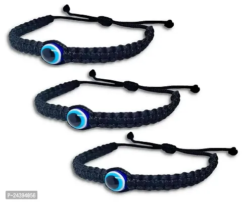 Airtick (Set Of 3pc) Adjustable Stylish Trending Evil Eye Nazar Suraksha Kavach Wrist Band Cuff Rope Bracelets For Men's And Women's