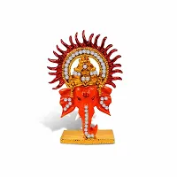 Airtick Lord Sun Ganesha | Ganpati | Vighanharta Face Idol (St-1217) Multicolor Metal God Stand Statue for Home/ Mandir/office Table Decor /Car Dashboard Murti Showpiece-thumb4