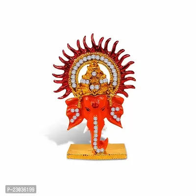 Airtick Lord Sun Ganesha | Ganpati | Vighanharta Face Idol (St-1217) Multicolor Metal God Stand Statue for Home/ Mandir/office Table Decor /Car Dashboard Murti Showpiece-thumb5