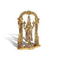 Airtick Lord Tirupati Balaji/venkateswara/vyankatesh White Stone Darbar Idol (St-1309) Golden Antique Metal God Stand for Home Decor/car Dashboard/mandir Pooja Murti/temple Puja/office Table Showpiece-thumb2