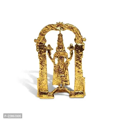 Airtick Lord Tirupati Balaji/venkateswara/vyankatesh White Stone Darbar Idol (St-1309) Golden Antique Metal God Stand for Home Decor/car Dashboard/mandir Pooja Murti/temple Puja/office Table Showpiece-thumb4