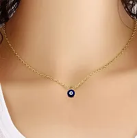 Airtick (Set Of 2 Pcs) Valentine's Day Special Golden Color I Love You Round Blue Stone Small Moti Beads Evil Eye Nazar Suraksha Kavach Pendant Locket Charm Necklace With Clavicle Chain-thumb4