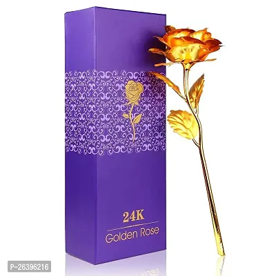 Airtick Golden Rose Flower with Golden Leaf with Gift Box Valentine Gift with Gold Plated Flower Bracelet for Girlfriend, Boyfriend, Husband and Wife Special Gift Pack-thumb4