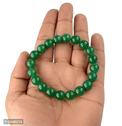 Airtick (Adjustable Size) Green Plain 8mm Moti Pearl Bead Natural Feng-Shui Healing Crystal Gem Stone Wrist Band Elastic Bracelet For Men's  Women's-thumb5