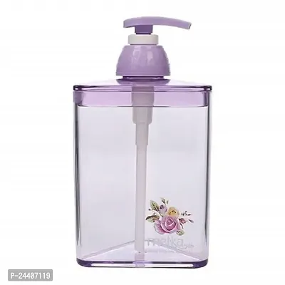 Airtick Acrylic Plastic Transparent Rose Garden Hand Wash Liquid Soap and Shampoo Dispenser for Bathroom and Kitchen (Triangle Shape) 400ml