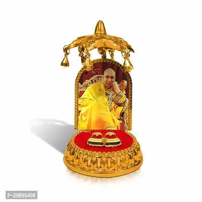 Jai Guruji Swaroop Photo with Charan Paduka and Umbrella God Idol-thumb0