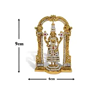 Airtick Lord Tirupati Balaji/venkateswara/vyankatesh White Stone Darbar Idol (St-1309) Golden Antique Metal God Stand for Home Decor/car Dashboard/mandir Pooja Murti/temple Puja/office Table Showpiece-thumb1