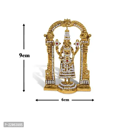 Airtick Lord Tirupati Balaji/venkateswara/vyankatesh White Stone Darbar Idol (St-1309) Golden Antique Metal God Stand for Home Decor/car Dashboard/mandir Pooja Murti/temple Puja/office Table Showpiece-thumb2