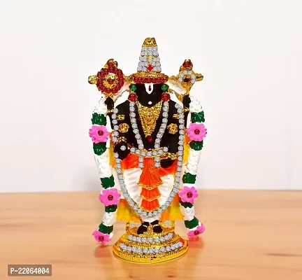 Airtick Lord Tirupati Balaji/venkateswara/vyankatesh Multicolor Flower Mala God Stand Idol (St-2041) Black Metal for Home Decor/car Dashboard/mandir Pooja Murti/temple Puja/office Table Showpiece