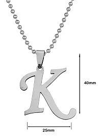 Airtick (Set Of 2 Pcs) Unisex Metal Silver Color Fancy  Stylish Trending Name English Alphabet 'K' Letter Pendant Locket Necklace With Ball Chain-thumb1