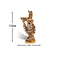 Airtick QHRI0314 Krishna/kahna Standing with Flute White Stone Idol (St-562) Golden Color Metal God Stand for Home Dcor/car Dashboard/mandir Pooja Murti/temple Puja/office Table Showpiece-thumb1