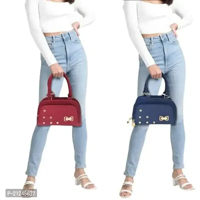 DaisyStar Women Handbag - Combo of 2 (Red  Blue)-thumb0