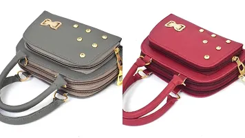 DaisyStar Women Handbag - Combo of 2 (Grey  Red)-thumb2