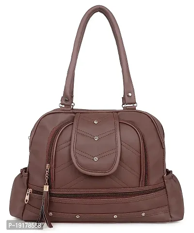 Stylish Black PU Self Pattern Handbags For Women