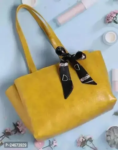 Handbag Shoulder Bag - Croc Pattern - Mustard-thumb0