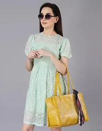 Handbag Shoulder Bag - Croc Pattern - Mustard-thumb3
