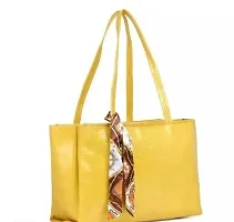 Handbag Shoulder Bag - Croc Pattern - Mustard-thumb1