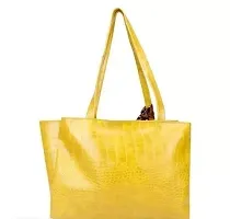 Handbag Shoulder Bag - Croc Pattern - Mustard-thumb2