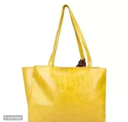 Handbag Shoulder Bag - Croc Pattern - Mustard-thumb3