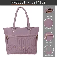 Stylish Pink PU Self Pattern Handbags For Women-thumb1