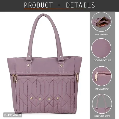 Stylish Pink PU Self Pattern Handbags For Women-thumb2