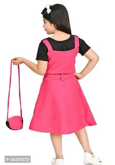 Fabulous Pink Cotton Blend Solid Frocks For Girls-thumb3