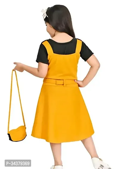 Fabulous Yellow Cotton Blend Solid Frocks For Girls-thumb3