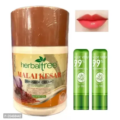 herbaltree malaikesar body massage cream 900ml with vitamin E  aloevera lipbalm (lipstick 2)-thumb0