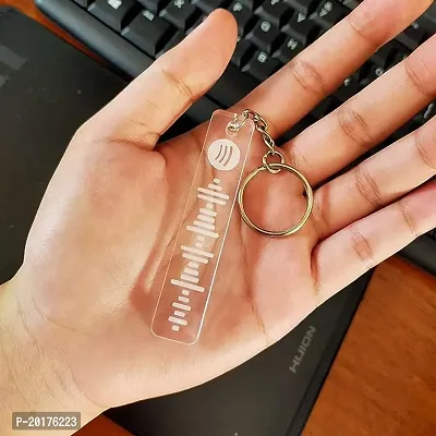 Custom Engraved Music Spotify Keychain, Spotify Scan Code Keychain Personalized Spotify Code Keyring for Friends Couples-thumb0