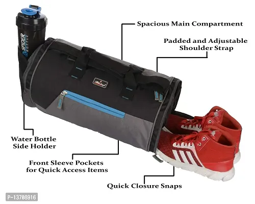blubags Duffel Gym Bag,Shoulder Bag for Men  Women with Shoe Compartment (Black)