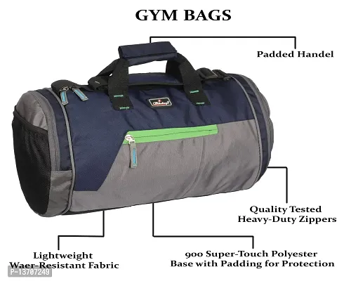 blubags Polyester and Leather Duffel Gym Bag for Men and Women with Shoe Compartment (Navy Blue)-thumb3