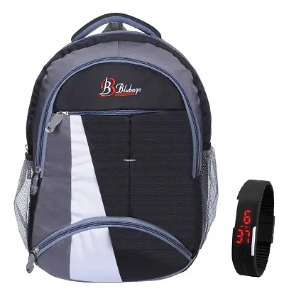 blutech Polyester 36 Liters Waterproof Royal Blue School Backpack+Blue Digital LED Unsex Free Waterproof School Bag (Blue, 36 L)