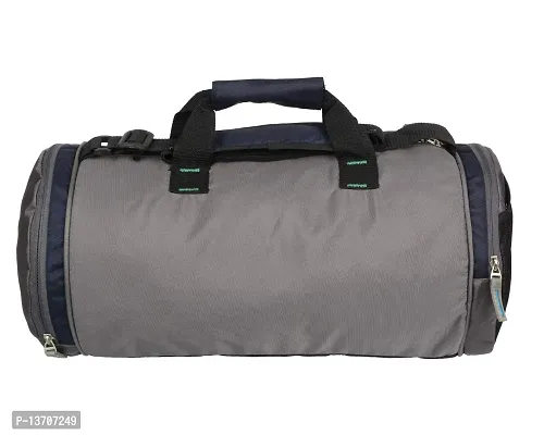 blubags Polyester and Leather Duffel Gym Bag for Men and Women with Shoe Compartment (Navy Blue)-thumb5