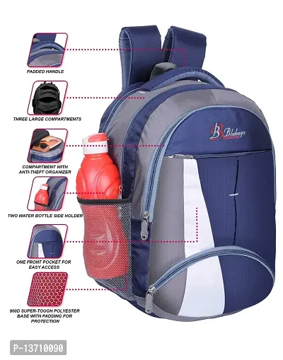 Blubags Waterproof Rain Cover School Backpack  Also for Laptop l College l Casual Bags (Navy Blue)-thumb3