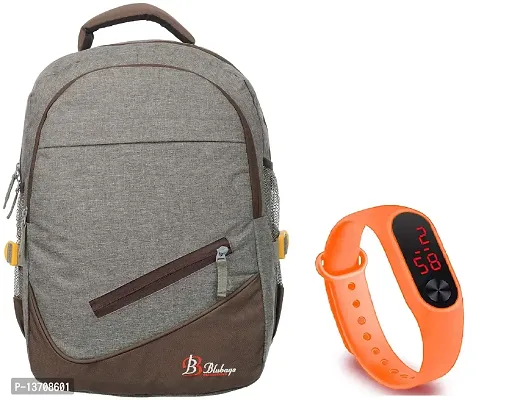 Blubags X-1 Casual Waterproof Laptop Backpack/Office Bag/School Bag/College Bag/Business Bag/Unisex Travel Backpack  Digital Watch (Brown)