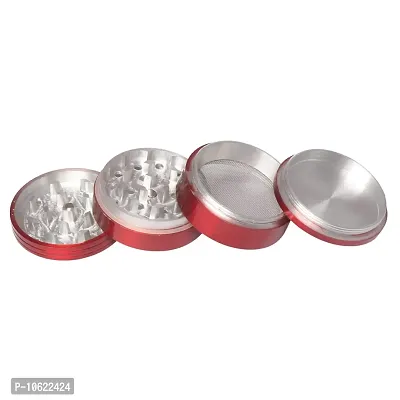 Metier 50mm Metal Herb Storage Grinder/Crusher with Honey Dust Filter -4 Parts (Red)-thumb3