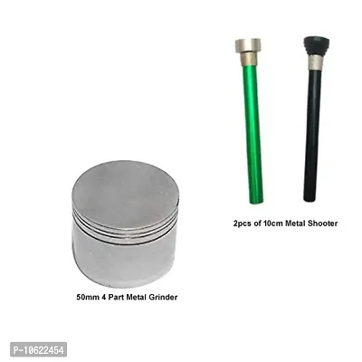 Metier Great Saving Buy 50mm Sliver Color Metal Herb Storage Grinder/Crusher with Honey Dust and Get 2Pcs of 10cm Metal Shooter Free!! Free!!