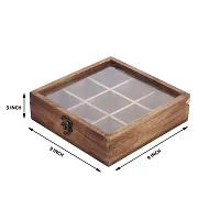 METIER? Wooden Decorative Masala Dabba Kitchen Spice Box (Brown)-thumb1