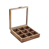 METIER? Wooden Decorative Masala Dabba Kitchen Spice Box (Brown)-thumb3